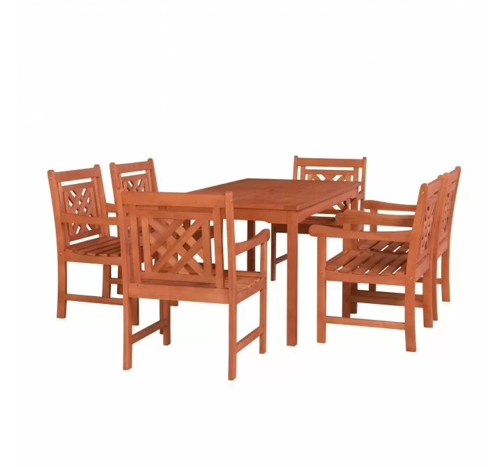 Malibu Outdoor 7-piece Wood Patio Rectangular Table Dining Set - White BG