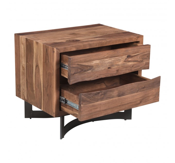 Moe's Home Collection Bent Nightstand Smoked - Front Side Opened Angle