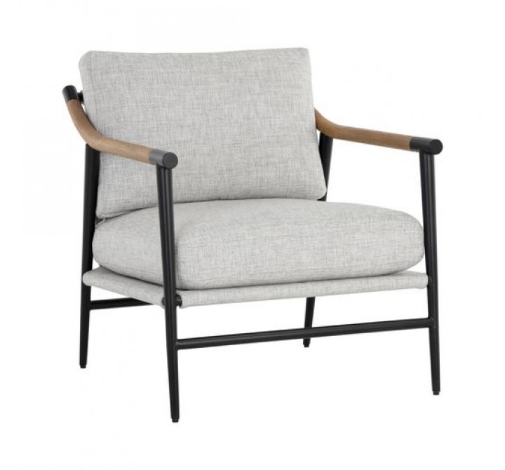 Sunpan Meadow Dining Armchair - Vault Fog - Front Side Angle