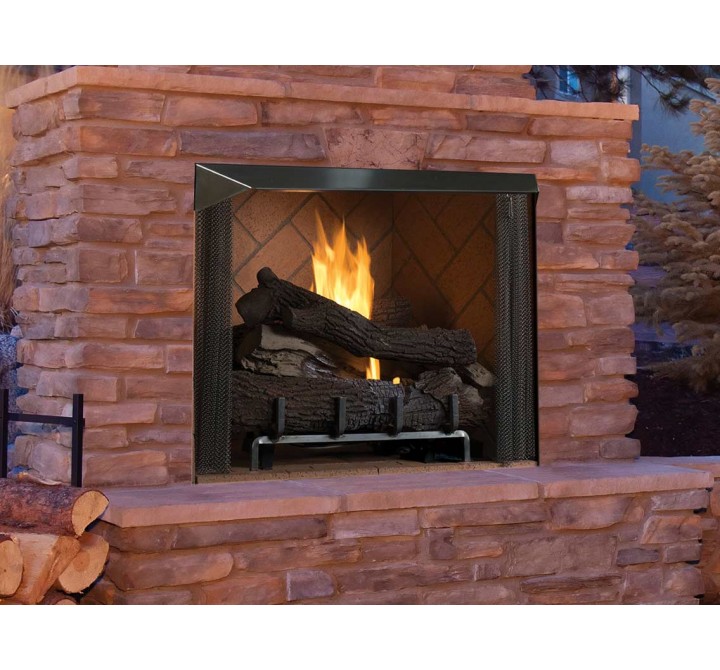 Superior Fireplaces 36" Outdoor Vent-Free Masonry Fireplace - Lifestyle