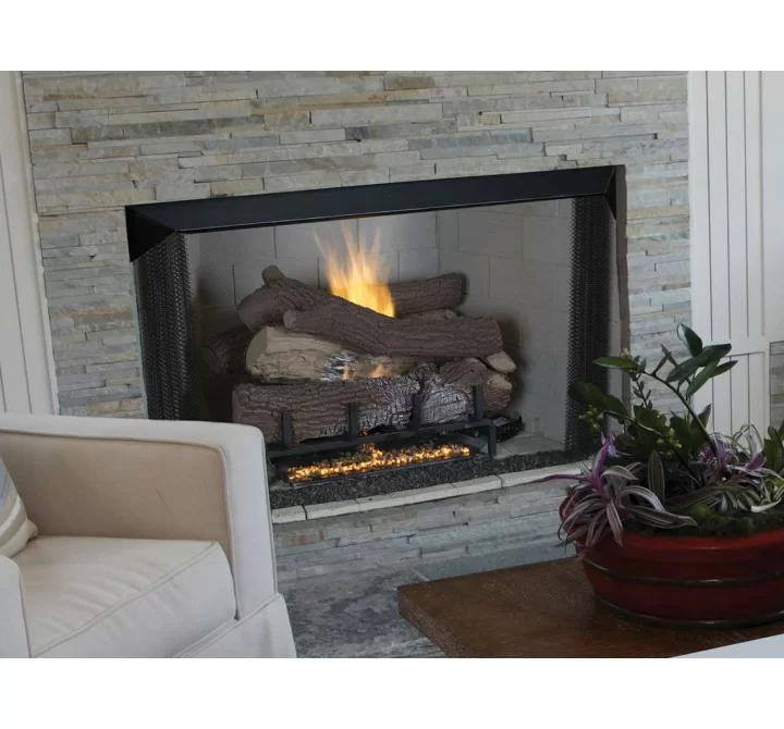 Superior Fireplaces 36" Paneled With White Herringbone/Stacked Brick - Lifestyle