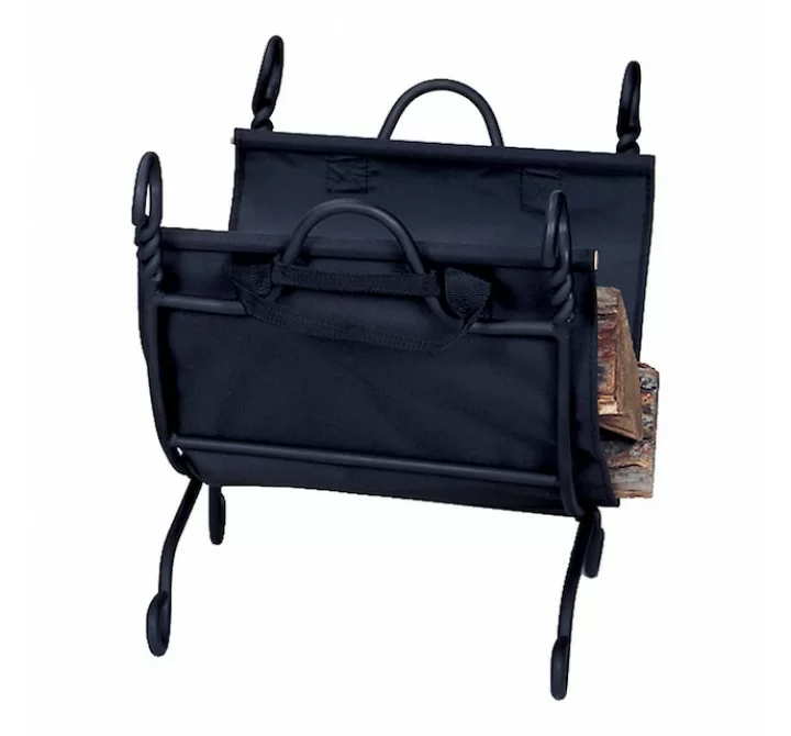 Mr. Bar-B-Q UniFlame® Ring Swirl Black Log Holder with Canvas Carrier