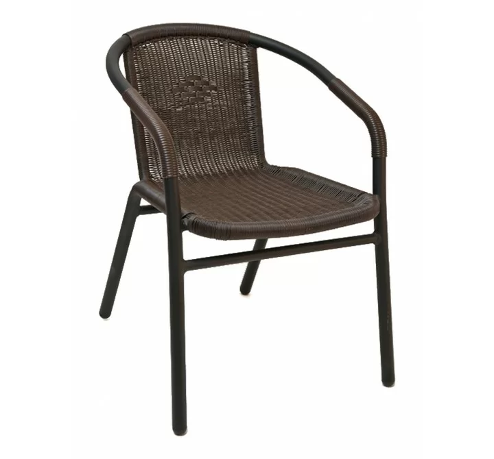 Anodized Aluminum Frame Arm Chair - W-21 - Espresso