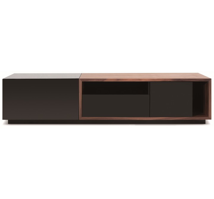 J&M Furniture TV Stand 047 in Black High Gloss & Walnut