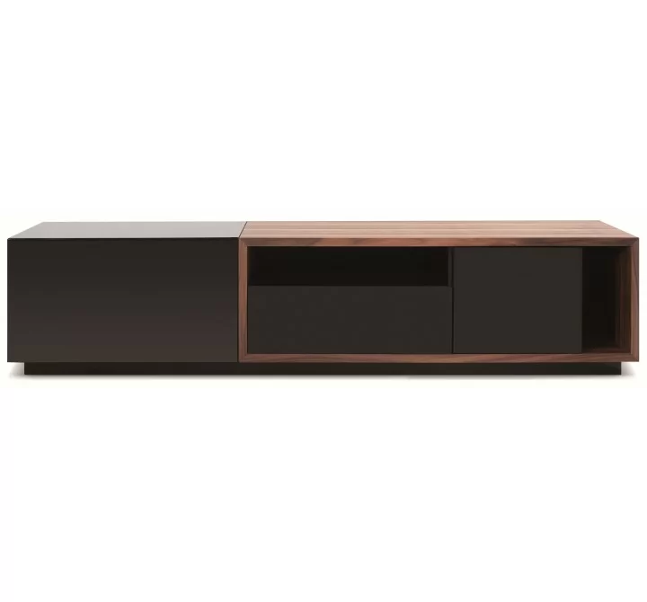 J&M Furniture TV Stand 047 in Black High Gloss & Walnut