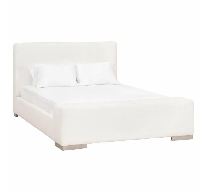 Essentials For Living Warren Standard King Bed - Performance Boucle Snow, Natural Gray Oak - Front Side Angle