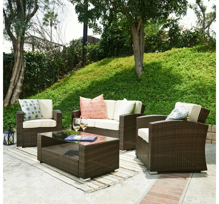 Emma Collection Outdoor Garden Patio Furniture 4PC set w/ Table