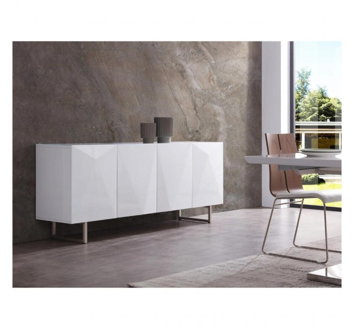 Whiteline Modern Living Paul Buffet With 5mm Pure Tempered Grey/White Glass Top