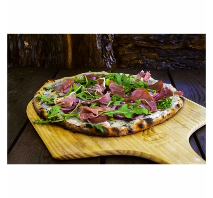 WPPO Ovens 12" x 24" Wooden Pizza Peel (Launch Pad) - 2 Pack - Lifestyle with Pizza