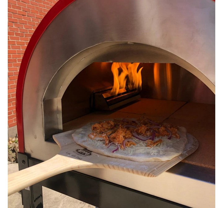 WPPO Ovens 16" x 36" Long Handled Wooden Pizza Peel - Lifestyle with Pizza