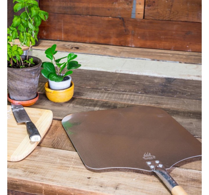 WPPO Ovens Traditional Aluminum Pizza Peel Wood Handle 12" x 26" - Lifestyle