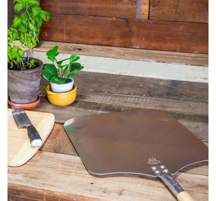 WPPO Ovens Traditional Aluminum Pizza Peel Wood Handle 12" x 26" - Lifestyle