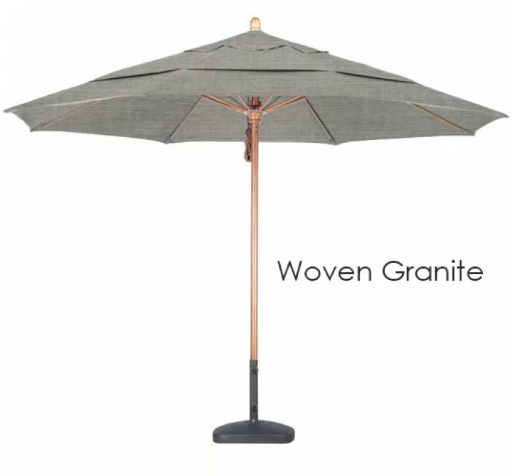 California Umbrella 11' FGlass Market Umbrella Pulley Open DV Marenti Wood - Olefin