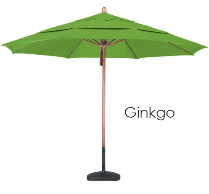 California Umbrella 11' FGlass Market Umbrella Pulley Open DV Marenti Wood - Pacifica