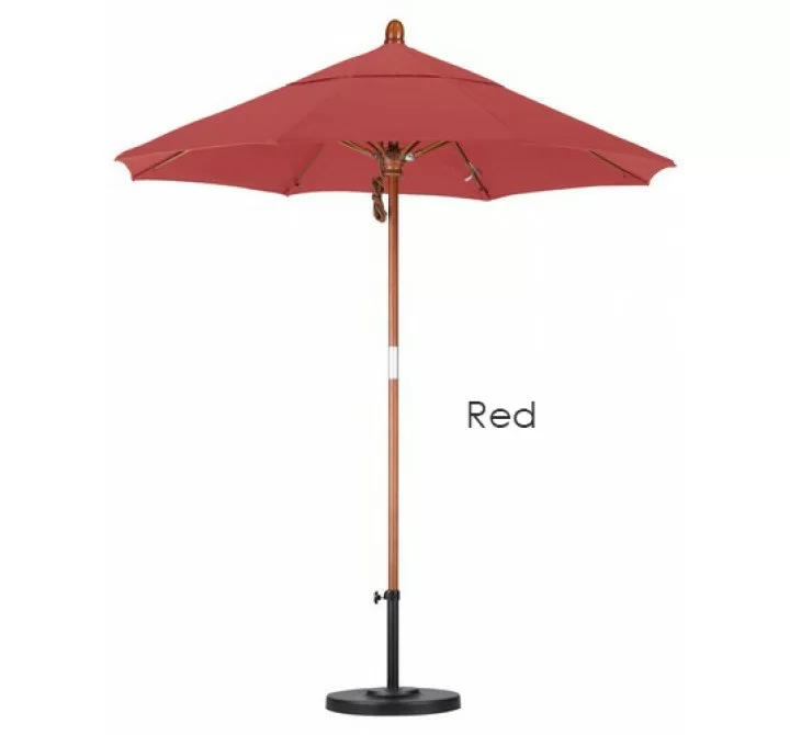 California Umbrella 11' FGlass Market Umbrella Pulley Open DV Marenti Wood - Olefin