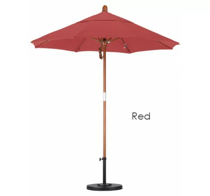 California Umbrella 11' FGlass Market Umbrella Pulley Open DV Marenti Wood - Pacifica