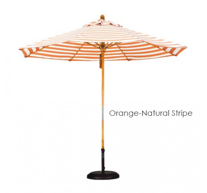 California Umbrella 9' Fiberglass Market Umbrella Pulley Open Marenti Wood - Olefin