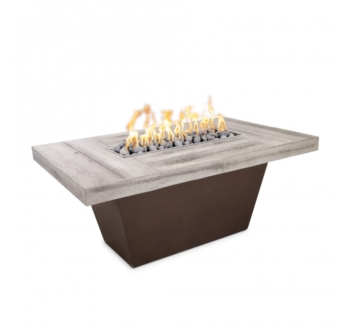 The Outdoor Plus Tacoma Wood Grain and Steel Fire Pit 48" x 30"