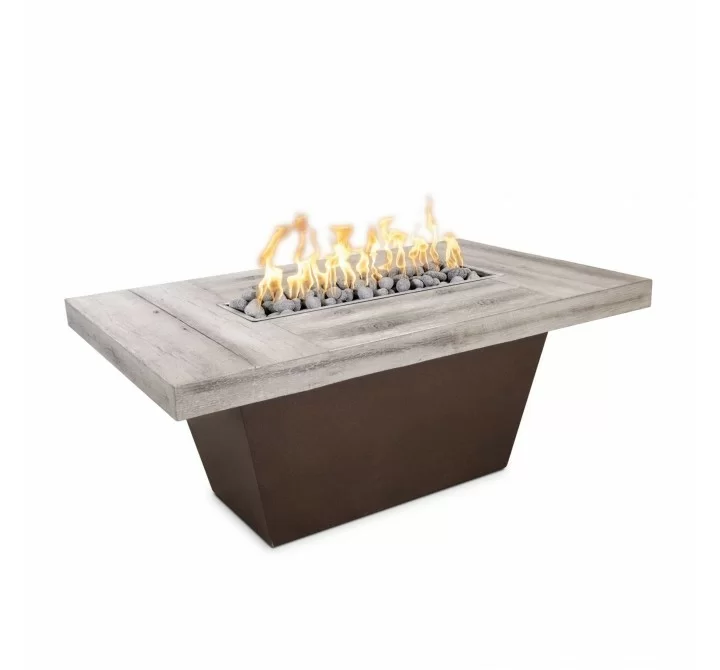 The Outdoor Plus Tacoma Wood Grain and Steel Fire Pit 48" x 30"