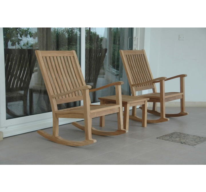 Anderson Teak Del-Amo Rocking Chair with Bahama 20" Square Mini Side Table 1