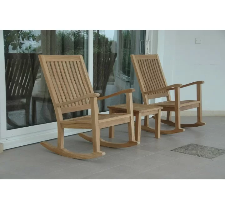 Anderson Teak Del-Amo Rocking Chair with Bahama 20" Square Mini Side Table 1