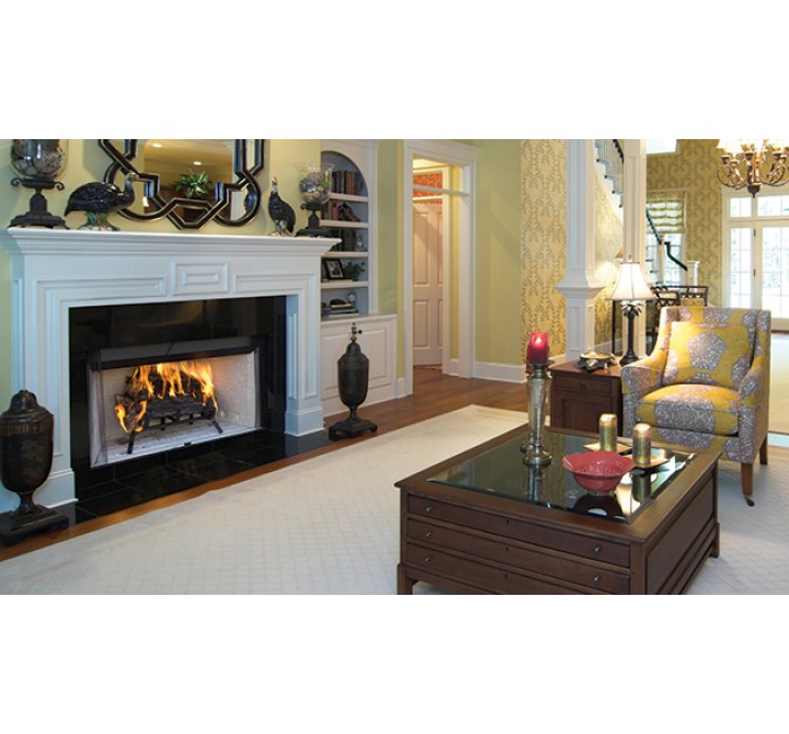 Superior Fireplaces 36" Louvered In White Stacked Refractory Panels And Insulated Firebox - Lifestyle 1