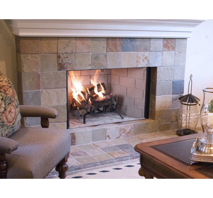 Superior Fireplaces 38" Fireplace In Grey Herringbone/Stacked Refractory Panels  - Lifestyle