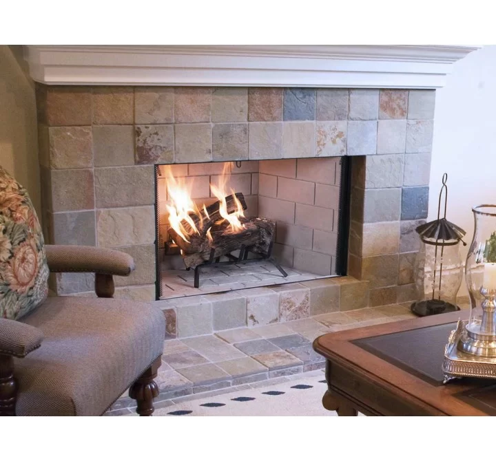 Superior Fireplaces 38" Fireplace In Grey Herringbone/Stacked Refractory Panels  - Lifestyle