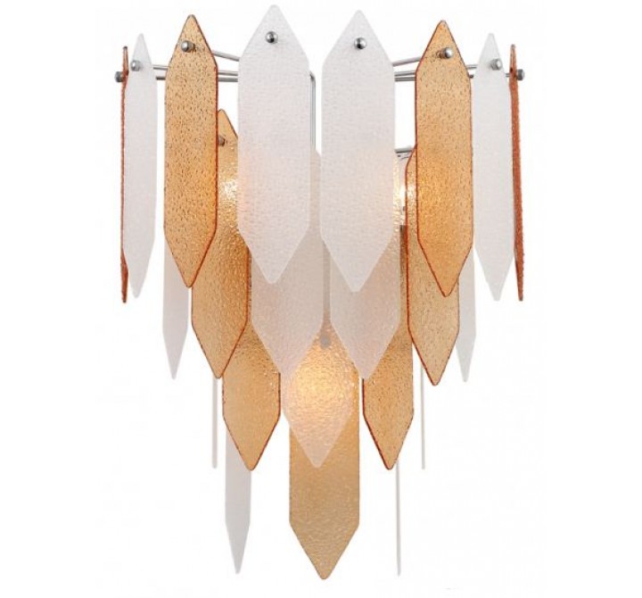 ZEEV Lighting Matrix Wall Sconce -  Chrome With Amber & Frosted Glass