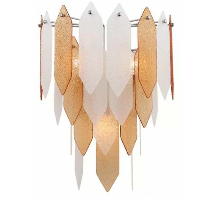 ZEEV Lighting Matrix Wall Sconce -  Chrome With Amber & Frosted Glass