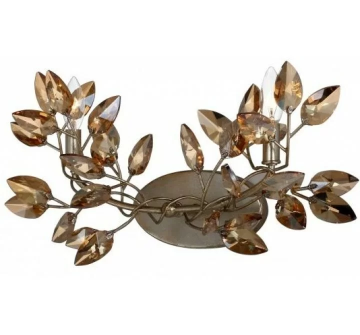 Silver Leaf with and Antique Gold Paint and Champagne crystals