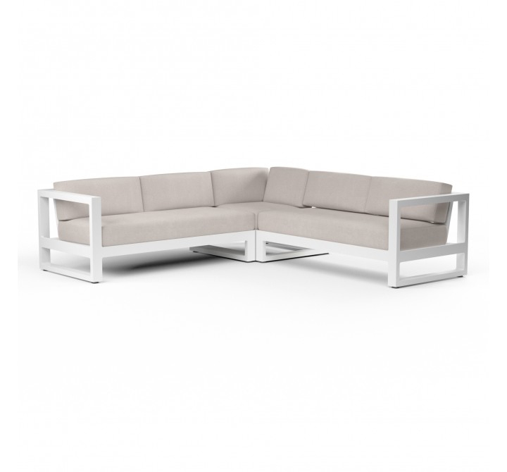 Newport Sectional in Canvas Natural, No Welt - Front Side Angle