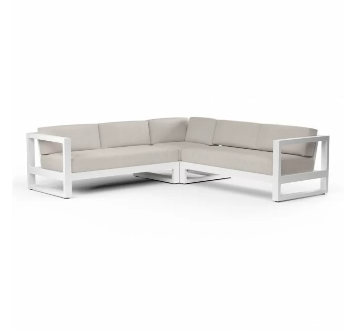 Newport Sectional in Canvas Natural, No Welt - Front Side Angle