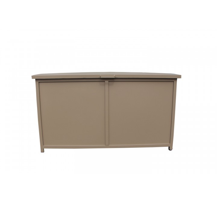 Alfresco Home the Yacht Small RTA Aluminum Storage/Cushion Cabinet - Sand Dollar - Front Angle