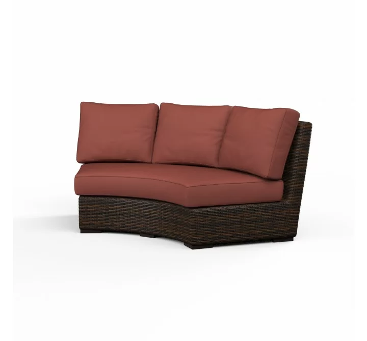 Montecito Curved Loveseat in Canvas Henna w/ Self Welt - Front Side Angle