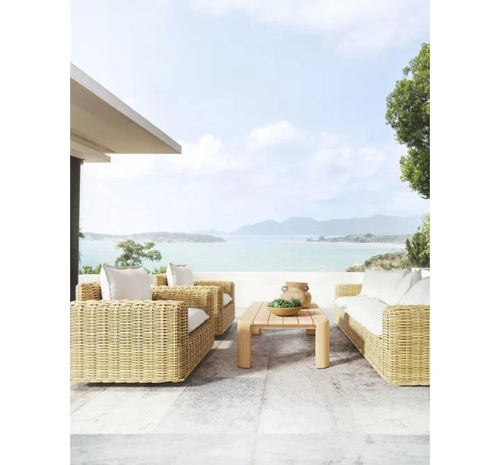 Sunset West Playa Sofa in Soothe Pearl with Flange Welt - Lifestyle 1