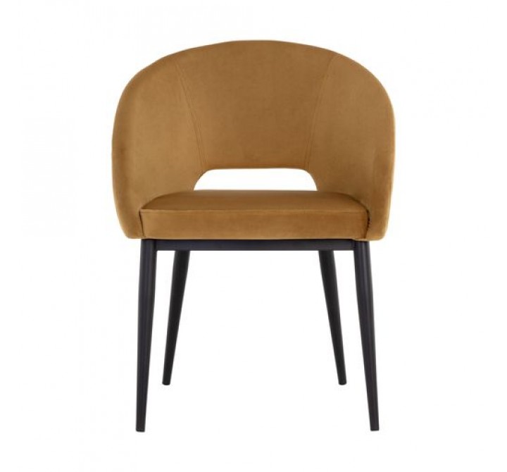 Sunpan Thatcher Dining Armchair Black Gold Sky - Front Angle