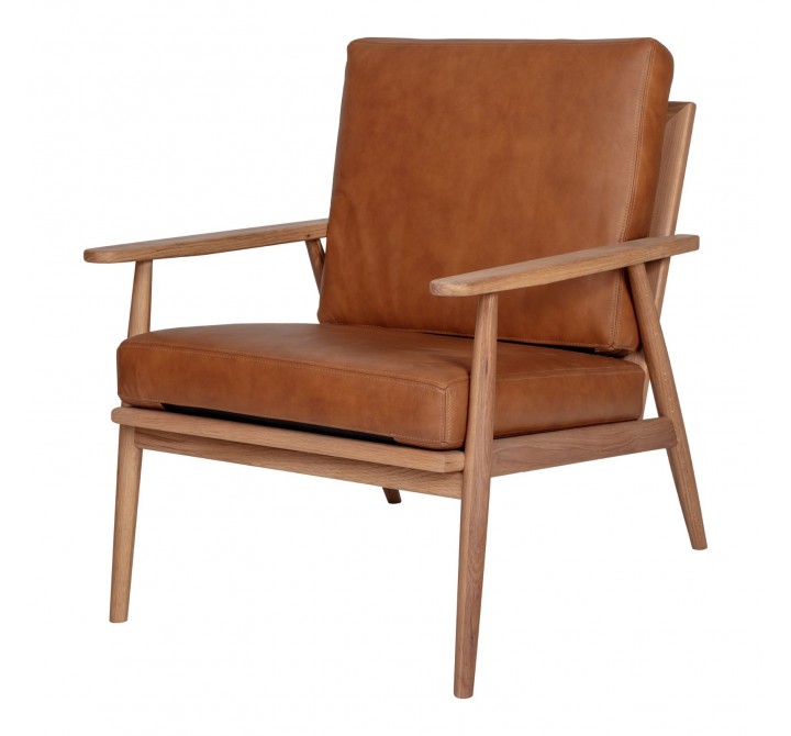 Moe's Home Collection Harper Leather Lounge Chair Tan - Front Side Angle