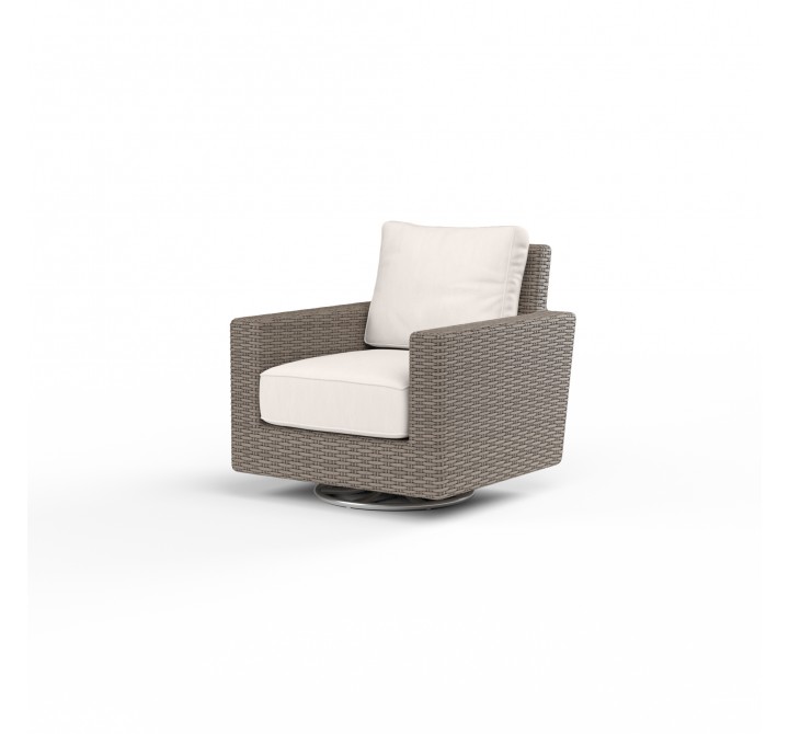 Coronado Swivel Rocker in Canvas Natural w/ Self Welt - Front Side Angle