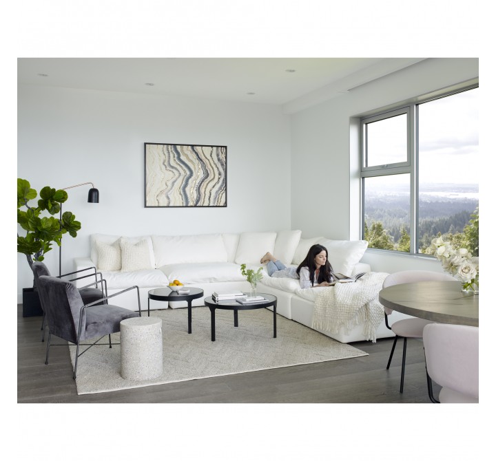 Moe's Home Collection Clay Modular Sectional Performance Fabric in White - Lifestyle