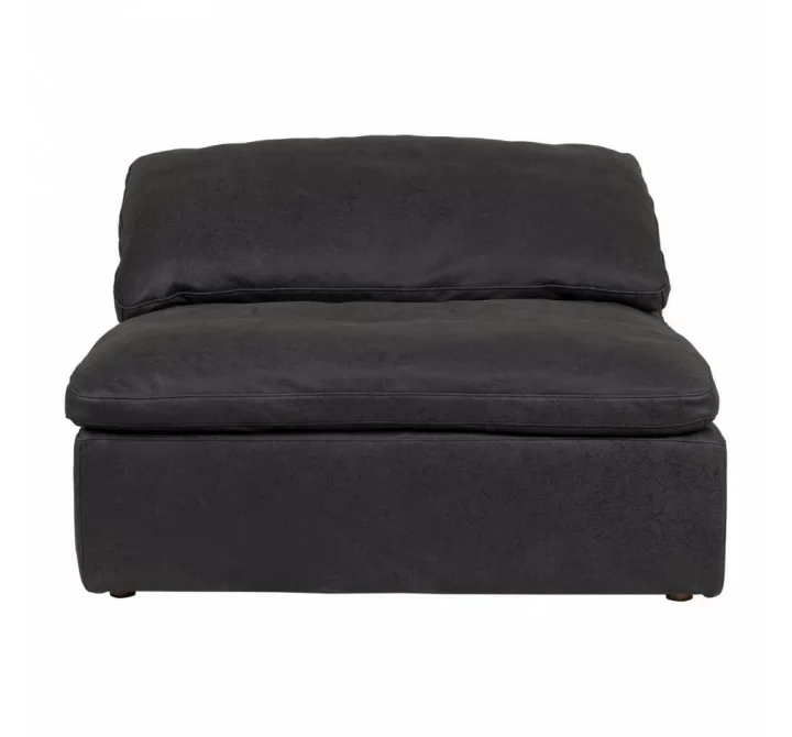 Moe's Home Collection Clay Slipper Chair Nubuck Leather in Black - Front Angle