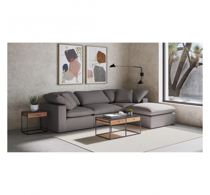 Moe's Home Collection Terra Condo Corner Chair Performance in Fabric Light Grey - Lifestyle