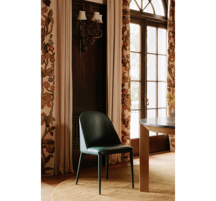 Moe's Home Collection Burton Dining Chair Dark Teal Vegan Leather - Set of Two - Lifestyle