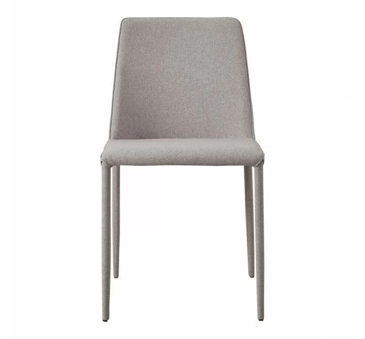 Moe's Home Collection Nora Fabric/PU Dining Chair Light Grey/White - Front Angle