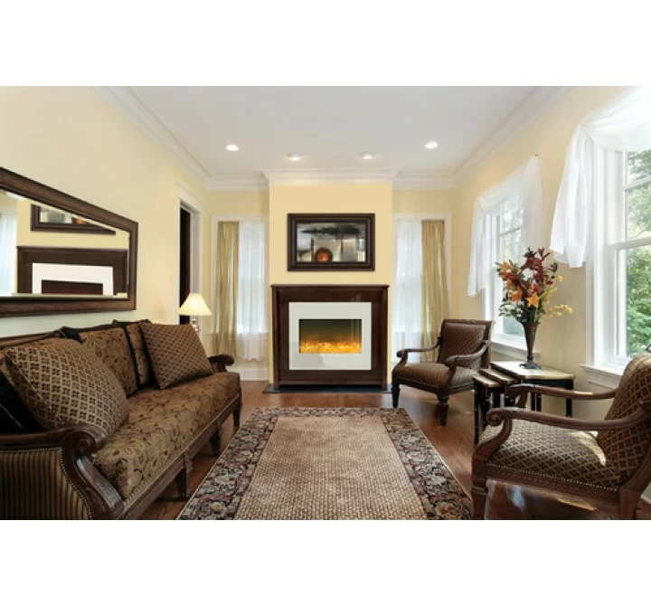 Amantii Electric Fireplace Zero Clearance Unit 30" with 32" x 26" White Glass Surround
