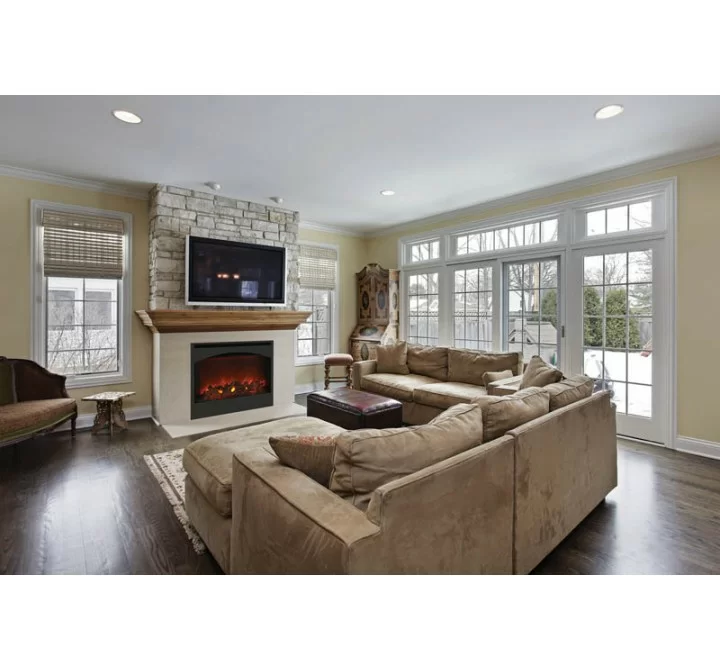 mantii 31" Zero Clearance Fireplace with 32" x28" Arch Steel Surround - Lifestyle