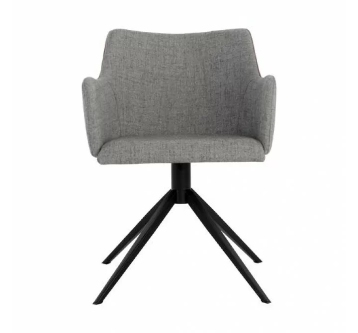 Sunpan Griffin Swivel Dining Armchair in November Grey - Bravo Cognac - Front Angle