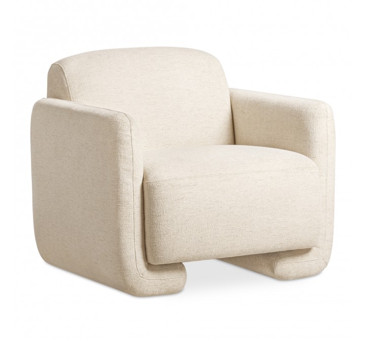Moe's Home Collection Fallon Accent Chair, Flecked Ivory - Front Side Angle