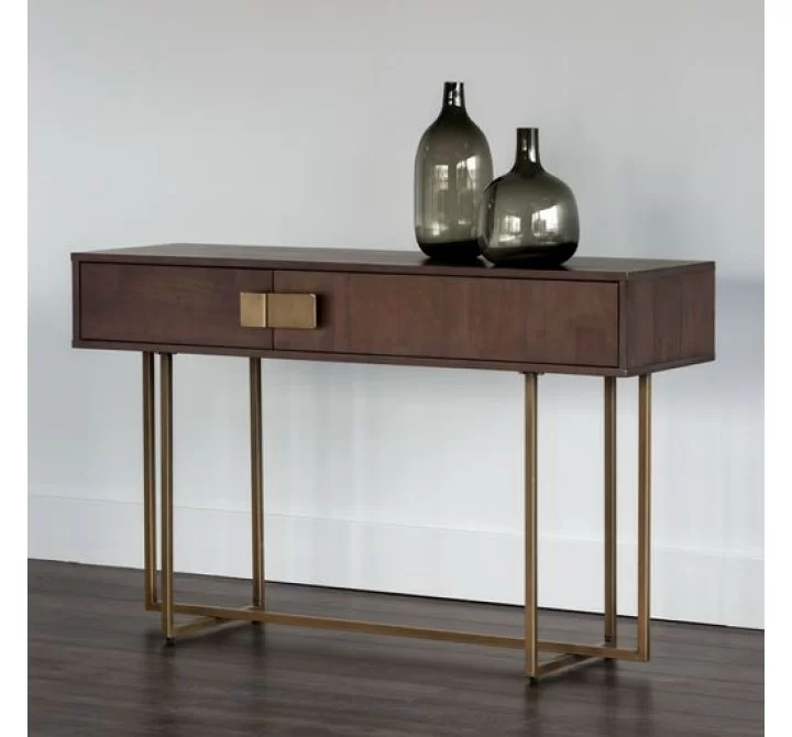 Sunpan Jade Console Table Antique Brass-Dark Mango - Lifestyle