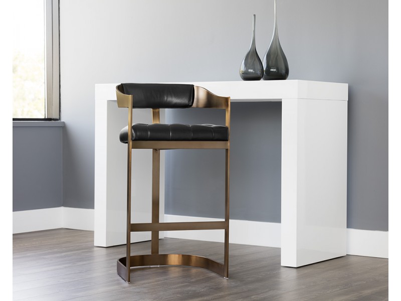 Sunpan Beaumont Barstool in Antique Brass And Cantina Black - Lifestyle